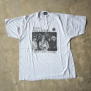 VINTAGE 80S WOMENS POLITICAL MOVEMENT T-SHIRT FEMINISM GRAPHIC MENS LARGE